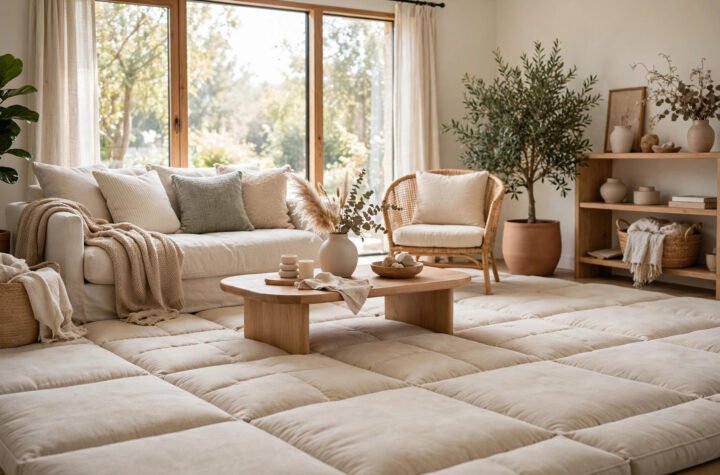 Soft cushion flooring in a bright, comfortable living room